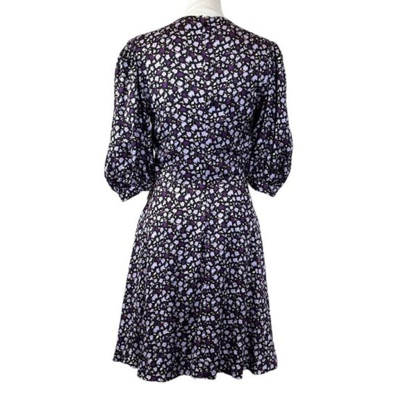 Chinti & Parker Gabriel Floral Mini Dress Black and Purple Wrap Look Size 6 - Picture 6 of 13